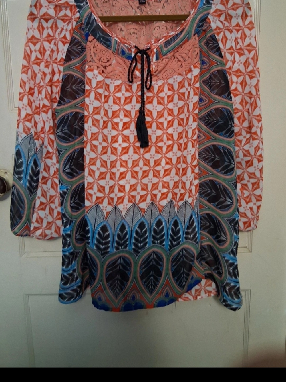Colorful Olive Hill (Anthropologie) boho blouse is size XL. This top has an oran